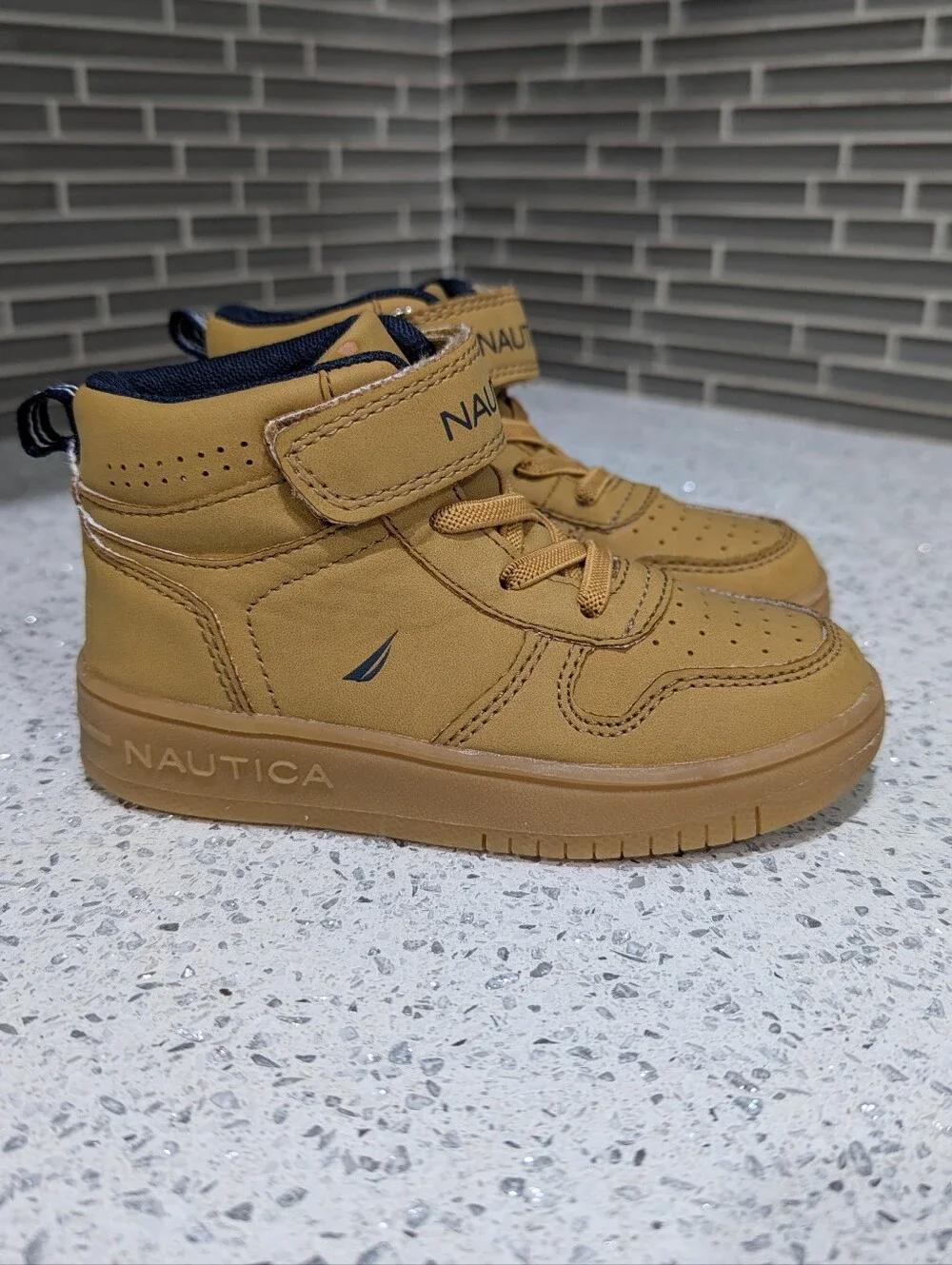 Nautica Kids Oakford Brown Tan Ankle Boots High Top Sneaker Toddler Boy Size 8;